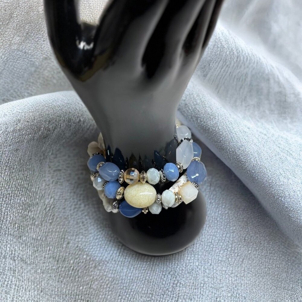 The Blues: set of 3 beaded bracelets, bracelet stack